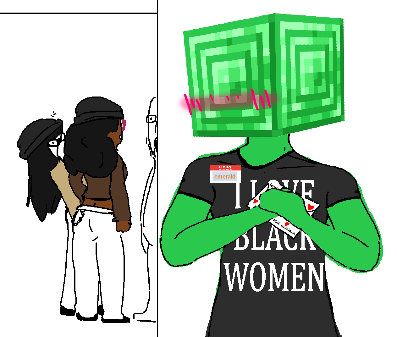 cocoschoppenboer, soyniqua, soytan, cobson, beanie, black hair, black shirt, black skin, blush, brown shirt