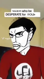 chudjak, pol face, (you), animated, chud, clothes, glasses, hair, nazi germany, red shirt