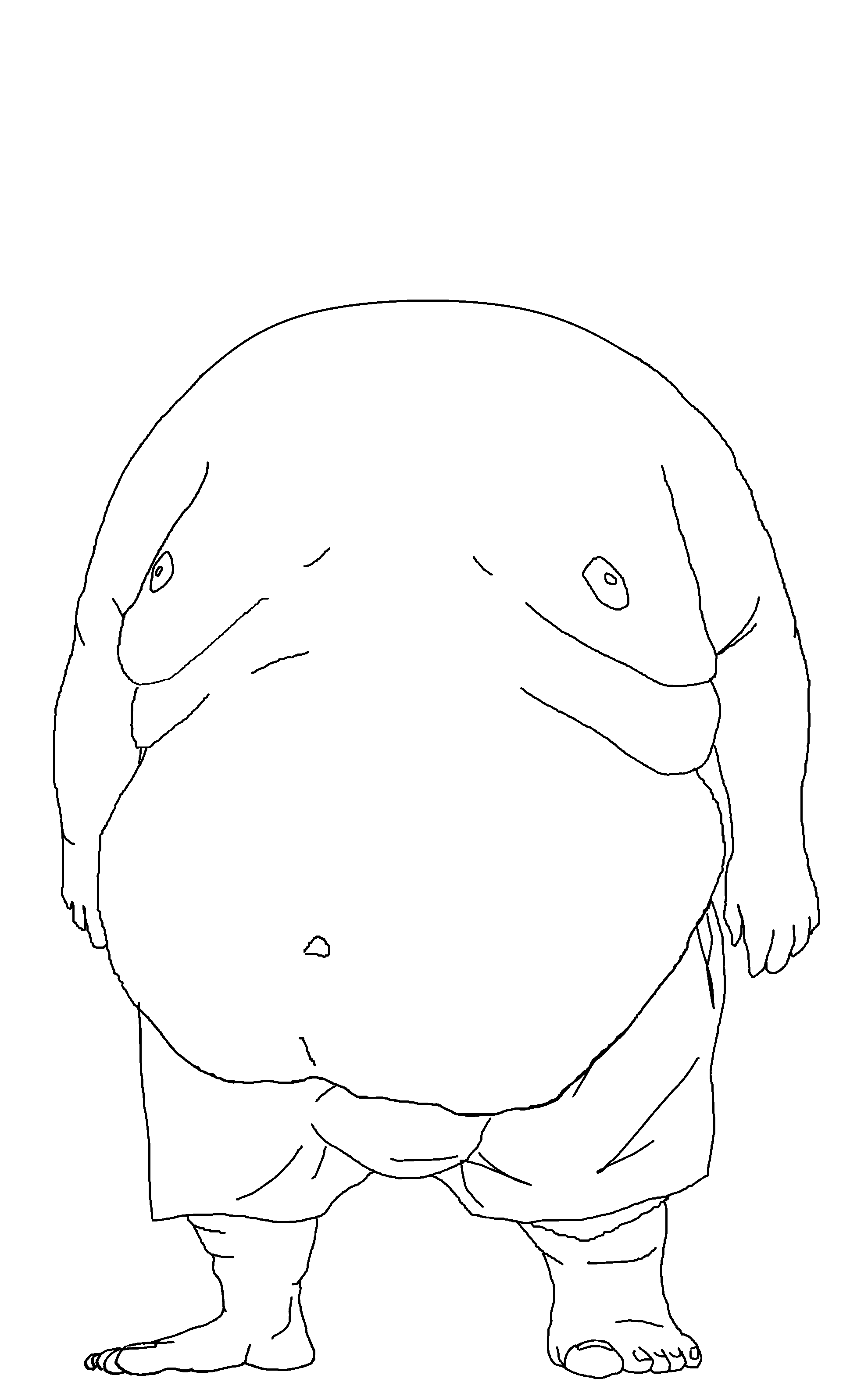 beast, endmutt, morbidmutt, accessory, belly, belly button, body only, clothes, fat, full body