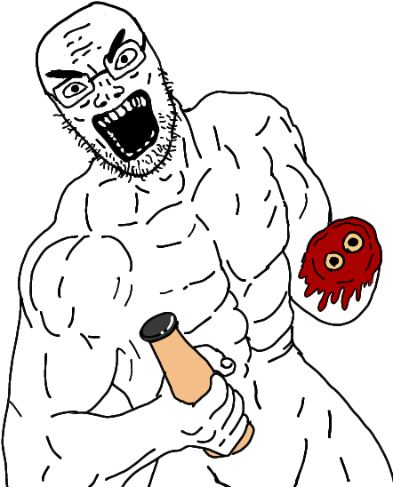 unknown, angry, bald, berserk, blood, buff, coal, drink, eyebrows, glasses