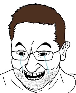 eric butts, brown hair, crying, ear, glasses, hair, open mouth, soyjak, stubble