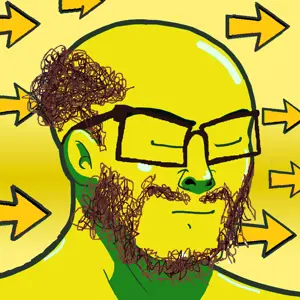nujak, /biz/, arrow, calm, ear, glasses, hair, soyjak, yellow, yellow skin