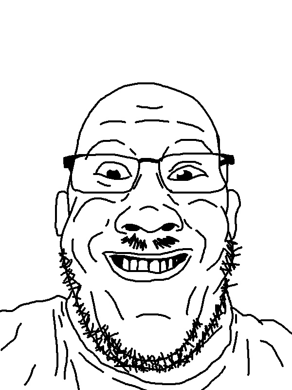 markiplier soyjak, unknown, grinplier, raisinty retraced soyjaks, 1soyjak, bald, clothes, glasses, grin, looking at you
