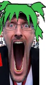 nostaljak, 4chan, anime, clothes, doug walker, ear, glasses, green hair, hair, hat