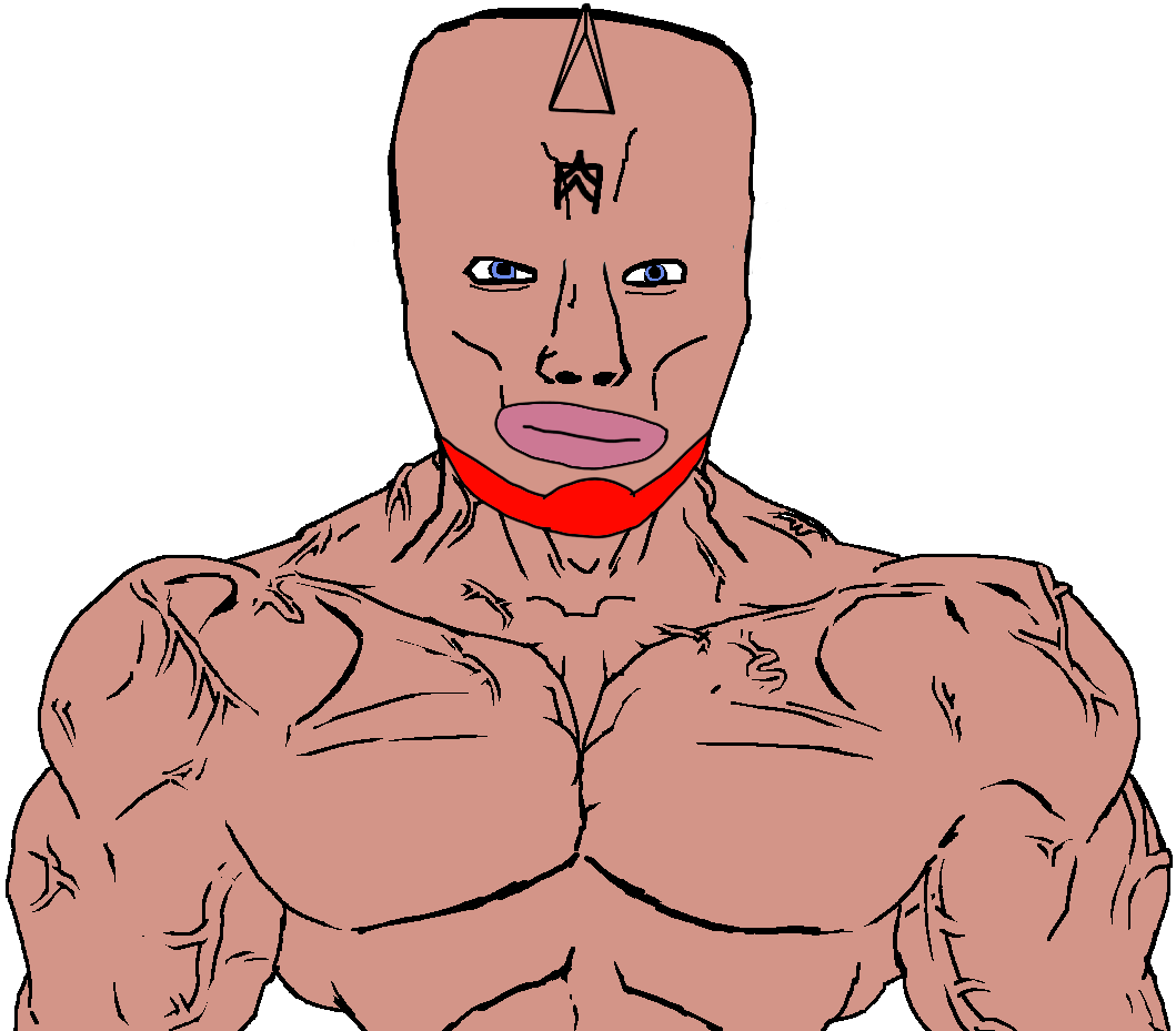 kinnikuman, chudjak, chudjak front, muscular chud, big lips, blue eyes, buff, closed mouth, lips, looking at you