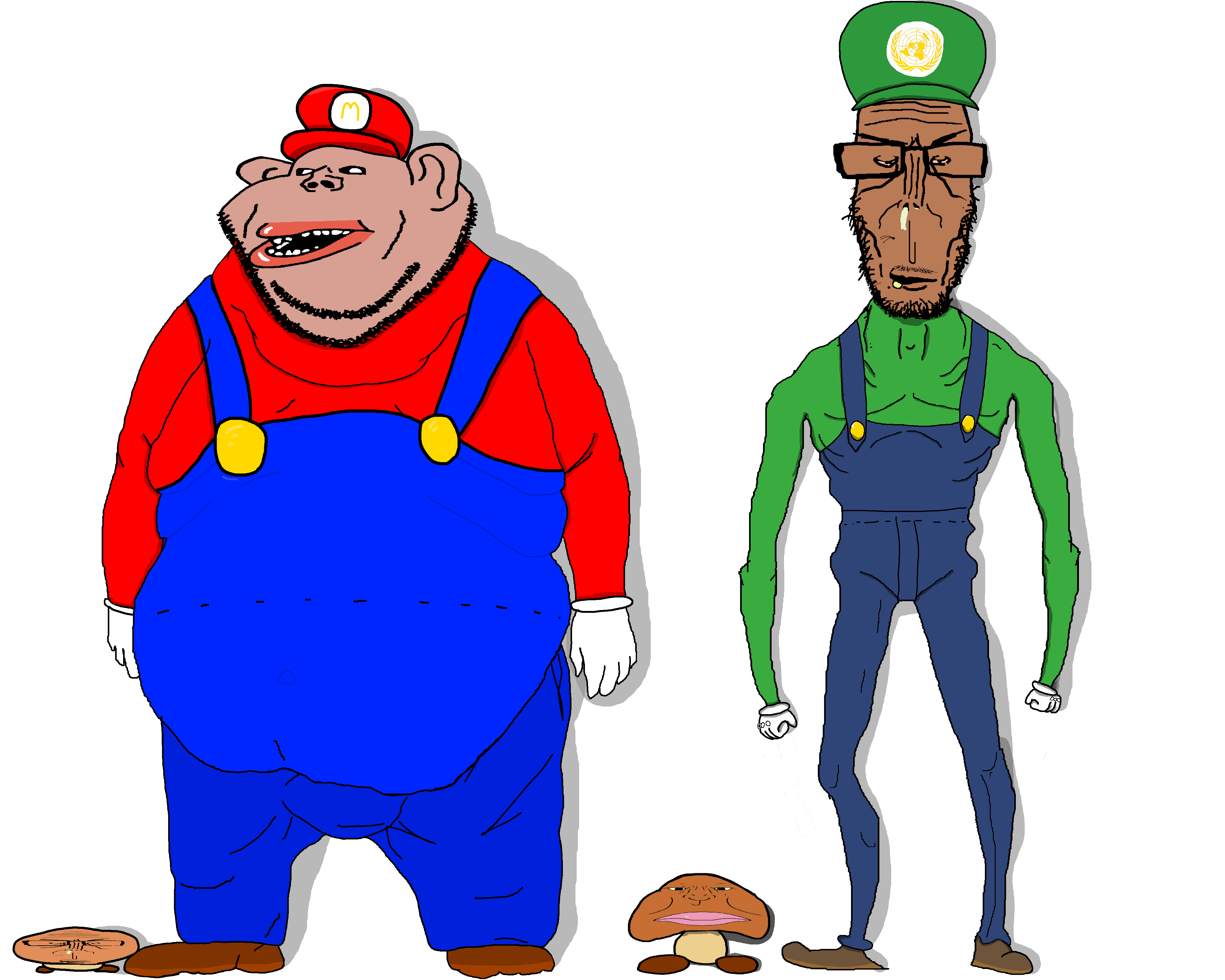 goomba, luigi, mario, impish soyak ears, markiplier soyjak, meximutt, euromutt, impish amerimutt, meximutt front4, amerimutt