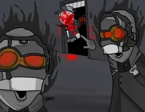 two pointing soyjaks, 2soyjaks, clothes, madness combat, open mouth, pointing, soy parody, soyjak, video game