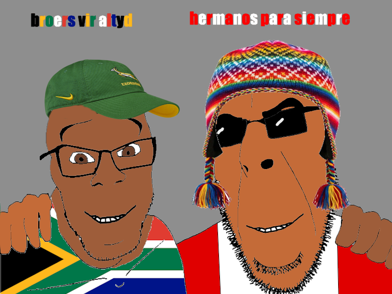 cobson, feraljak, no more brother wars, 2soyjaks, brown eyes, brown skin, cap, clothes, flags, friendship