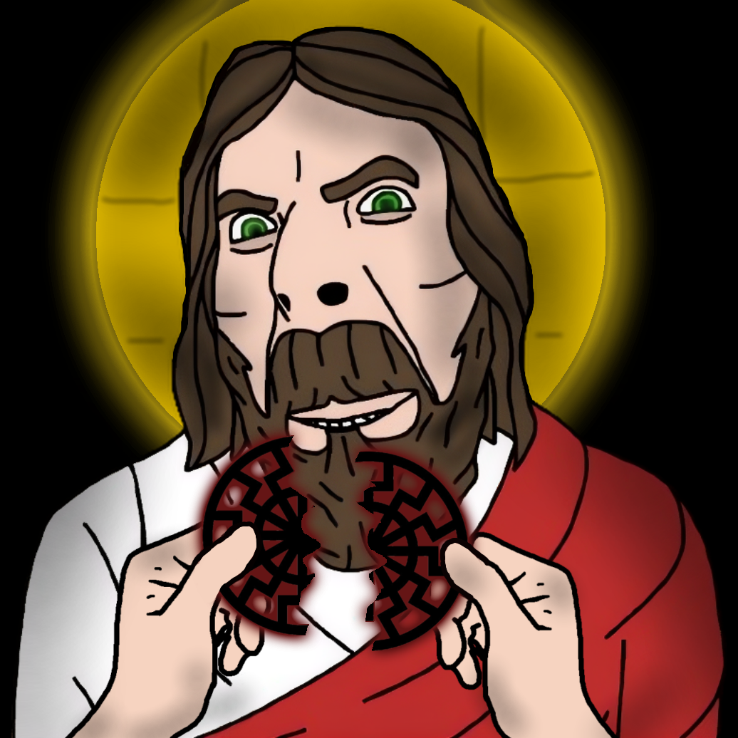 cobson, it's based and christpilled, beard, bible, black background, blacksun, christianity, crushing, eyebrows, glowing
