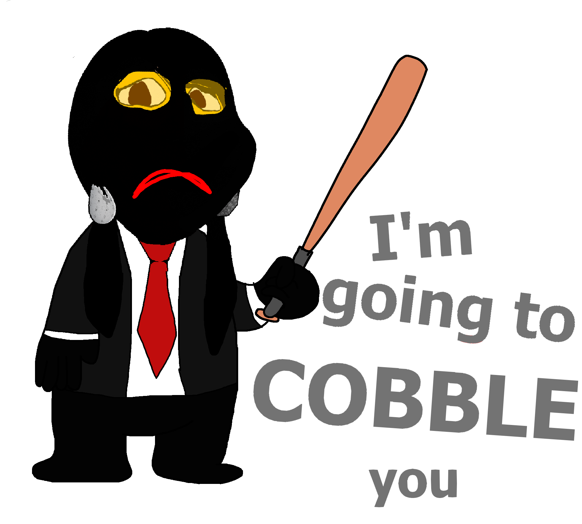gapejak, female gapejak, cobblestonecuck, femjak, cobblestonemoji, baseball bat, big eyes, black hair, brown eyes, cleavage