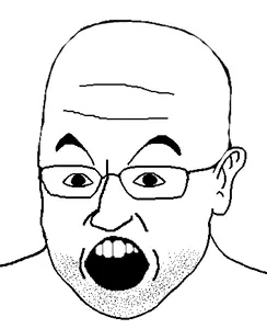 eric butts, ear, glasses, open mouth, soyjak, stubble