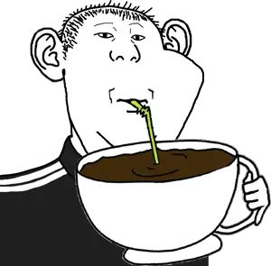 impish soyak ears, kuzjak, impdrink, impish kuzjak ears, kuzified soyjaks, coffee, cup, drink, drinking, drinking straw