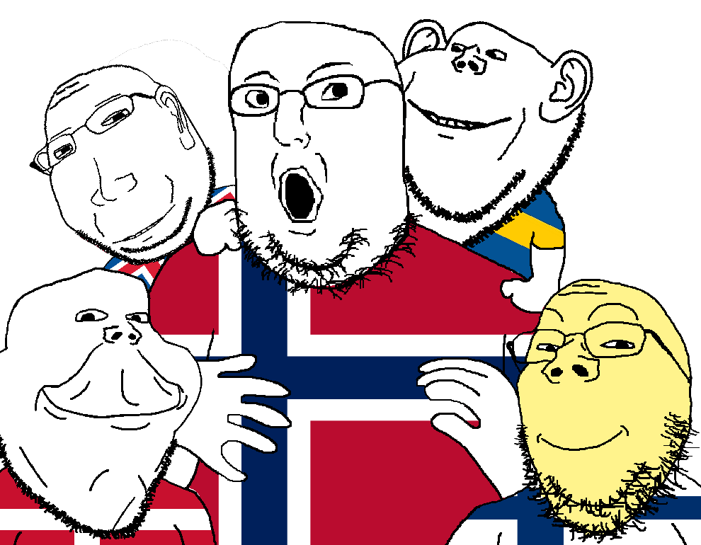 gapejak, impish soyak ears, norwegian, henry, massjak, shrimpish, wholesome soyjak, 5soyjaks, closed mouth, clothes