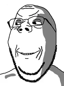 gapejak, wholesome soyjak, glasses, ominous, shadow, smile, smirk, soyjak