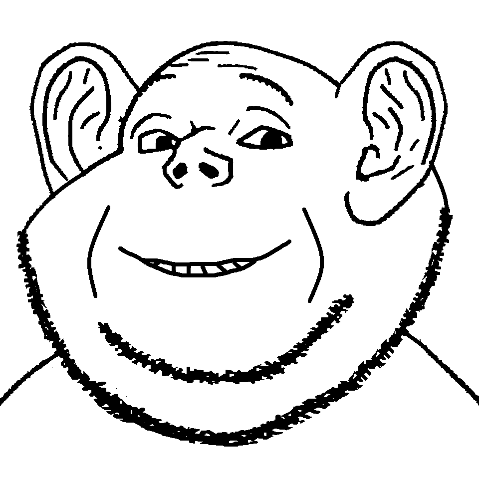 impish soyak ears, impaish, 1soyjak, alternate, bald, big ears, chin, double chin, ear, forehead lines