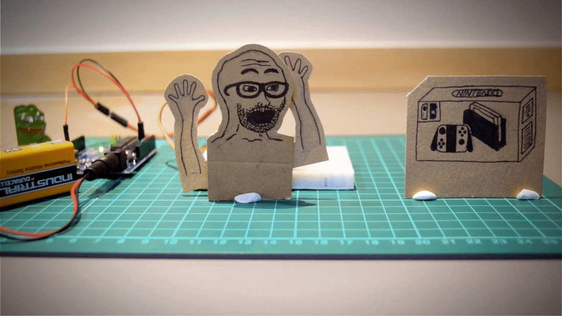 pepe, excited soyjak, amphibian, animal, animated, arm, cardboard, circuit, electricity, excited