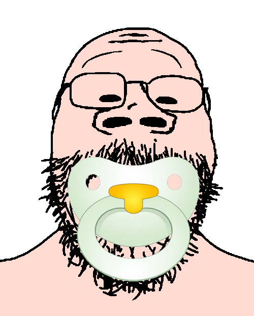 gapejak, babyjak, mustached gapejak, babyjak, baby, beard, big nose, caca, front view, glasses