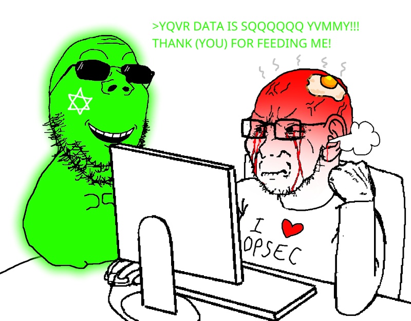 gapejak, soyak, soyak 3/4, bloodshot eyes, computer, ear, glasses, glowing, glownigger, green skin