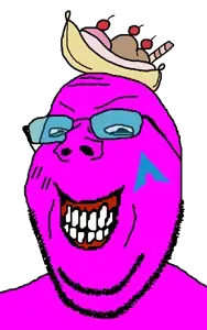 SoyBooru.com - 108857 - arch_linux banana_split_ice_cream closed_mouth developer glasses magenta_skin mud_(user) quote_(user) remastered stubble subvariant_wholesome_soyjak tinted_glasses variant_gapejak.png