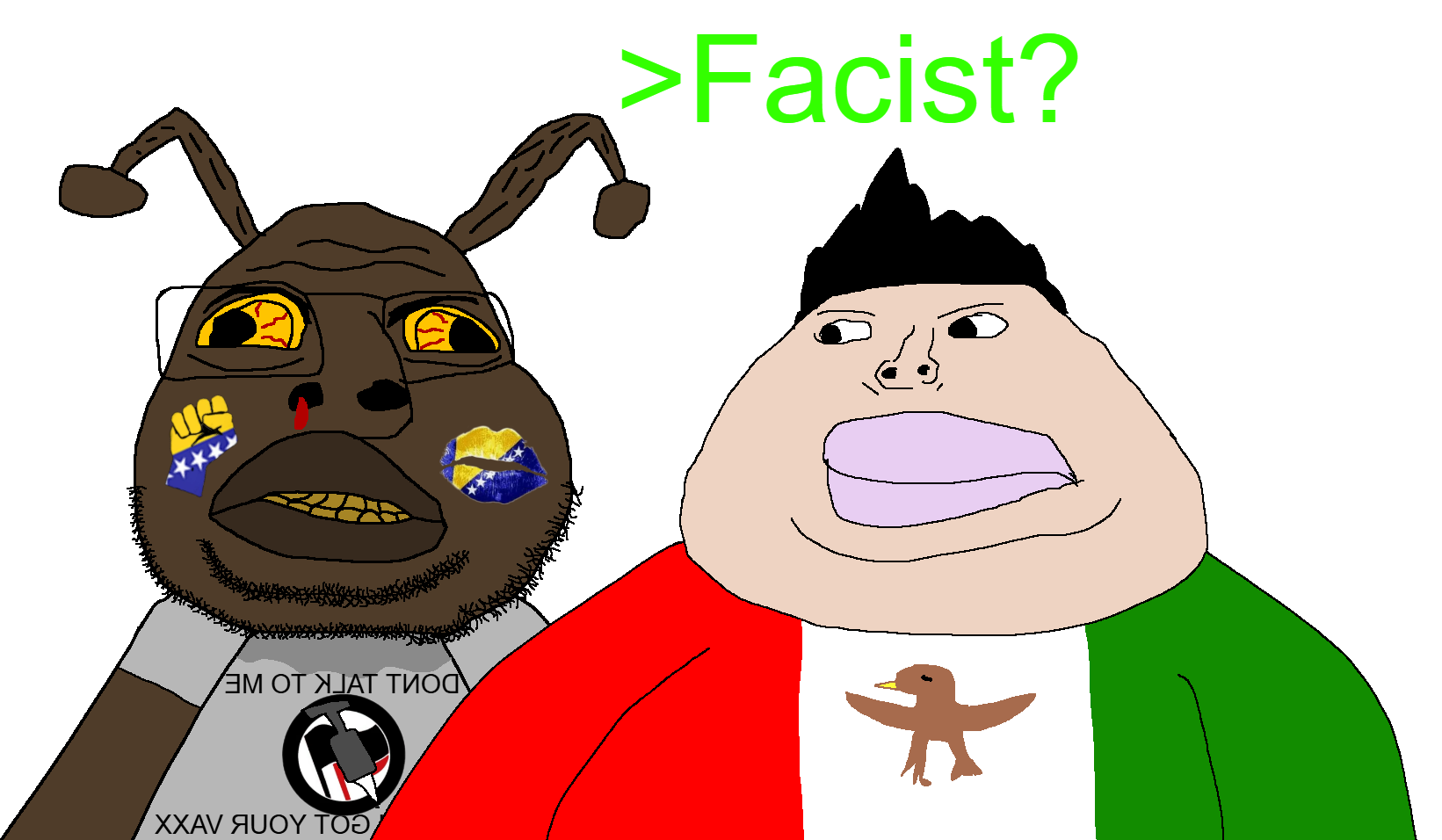 cobson, meximutt, olgolroach, olgolstein, slopjak, angry, animal, antifa, antifa badge, arm