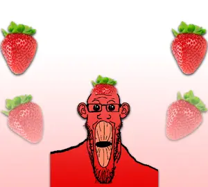 markiplier soyjak, longplier, oh my god she is so attractive, food, fruit, strawberry, stubble, white background