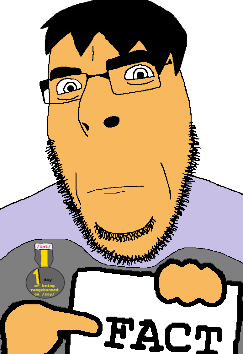cobson, /int/ (soyjak.party), award, badge, black hair, brown skin, closed mouth, fact, gill kringos, glasses