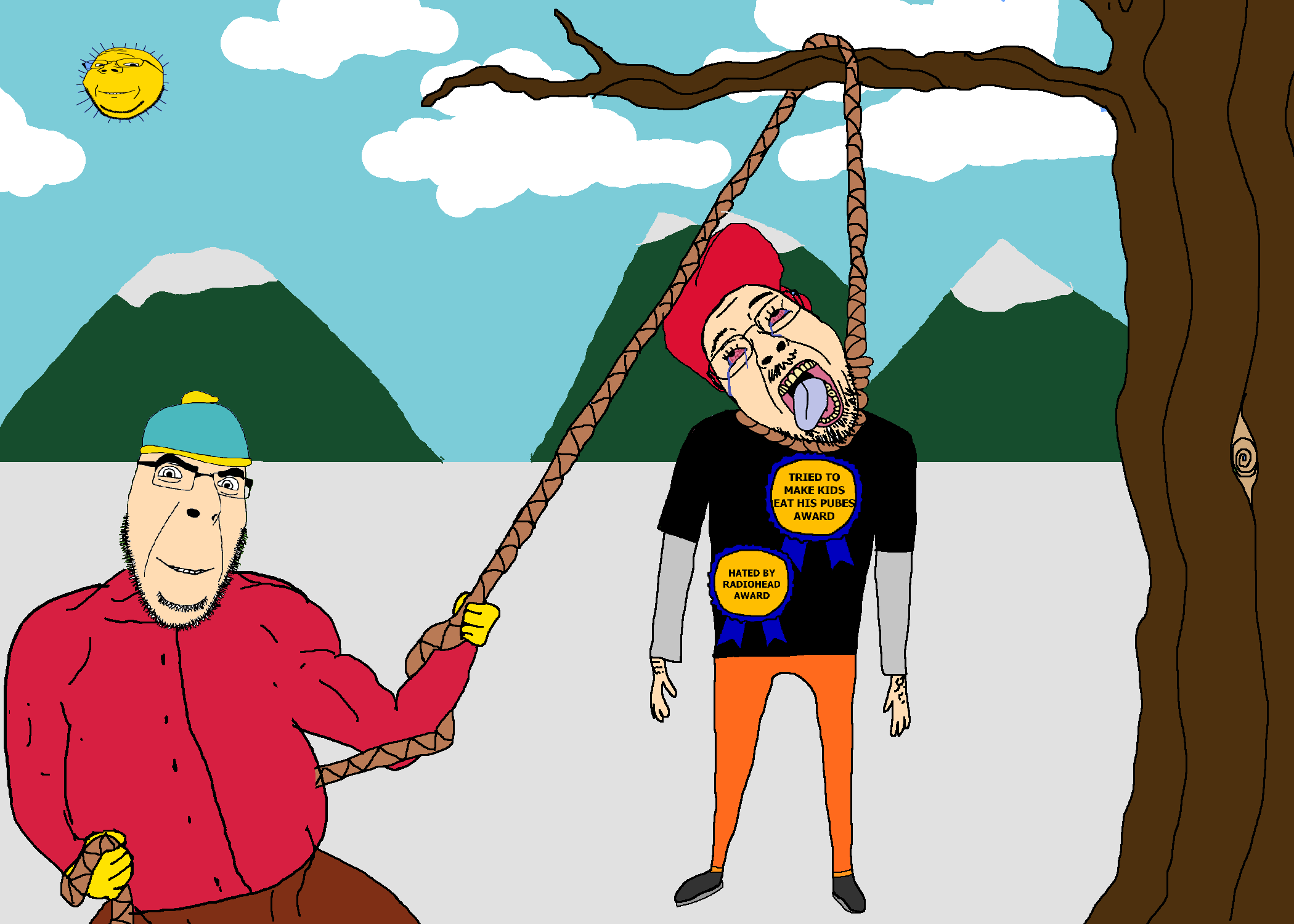 eric cartman, bernd, cobson, gapejak, hanging troonjak, troonjak, wholesome soyjak, ack, award, beanie