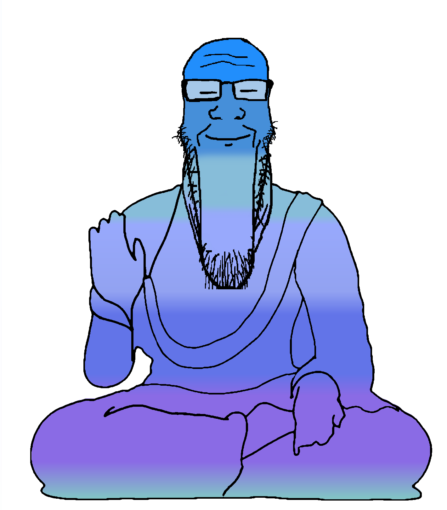 markiplier soyjak, longplier, arm, blue skin, body, calm, closed eyes, closed mouth, clothes, feet