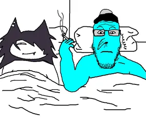 SoyBooru.com - 173312 - bed blanket cigarette pillow series_me_and_your_mom smoke smoking subvariant_female_markiplier subvariant_neutralplier variant_markiplier_soyjak white_background your_mom.png