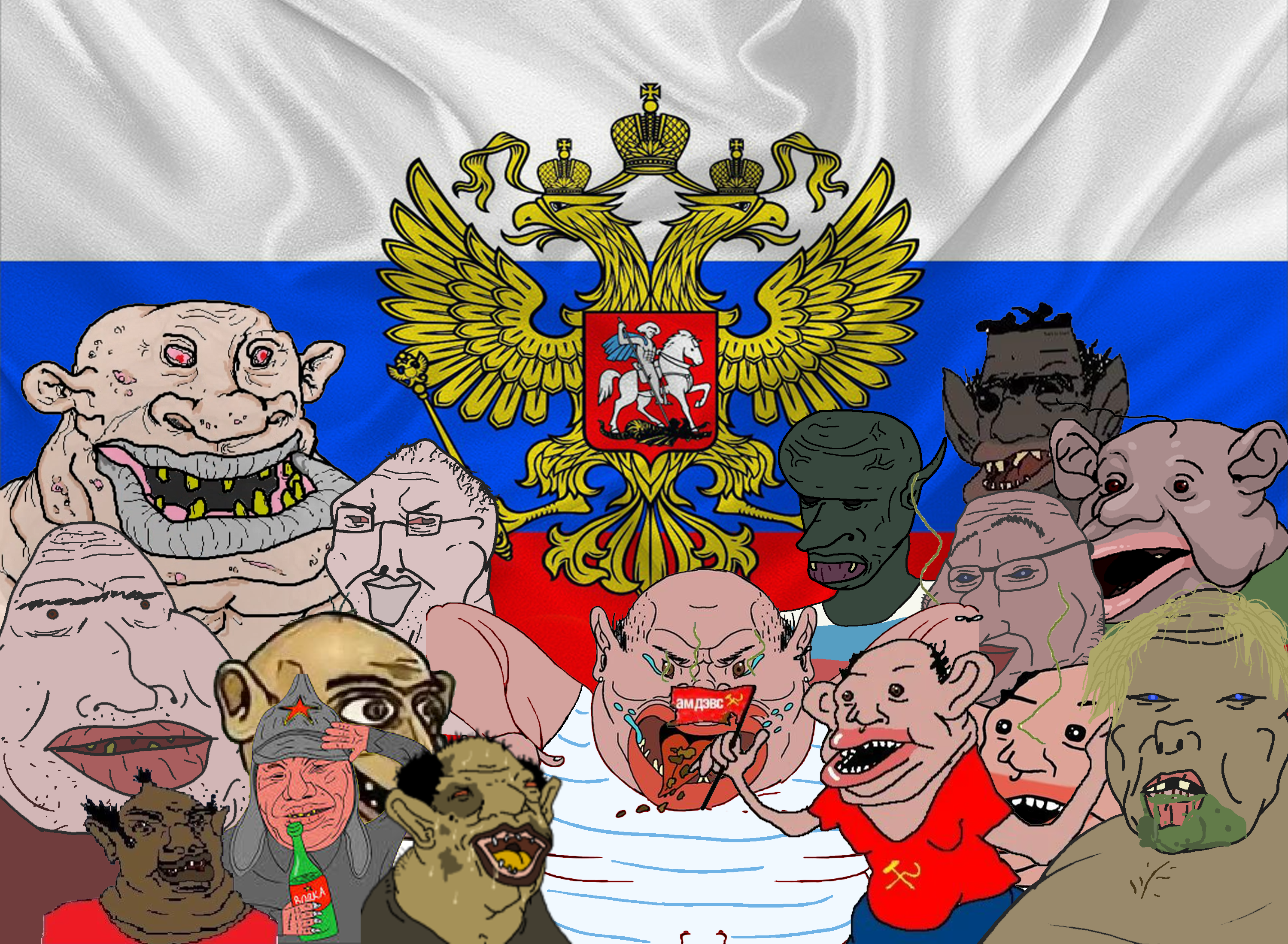 chudjak, smugjak, amerimutt, asian, big lips, black skin, blue eyes, clothes, communism, creepy