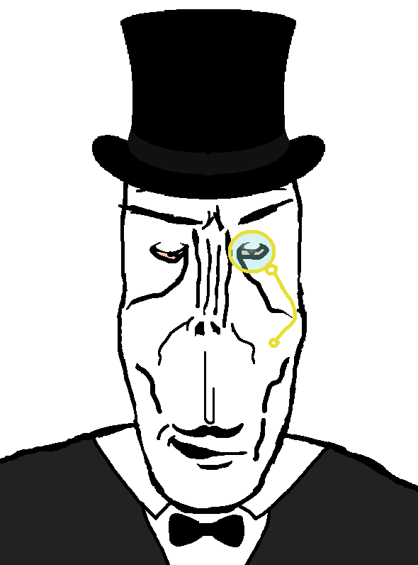 markiplier soyjak, euromutt, euromutt, bloodshot eyes, bowtie, clothes, eyebrows, gentleman, hat, looking at you