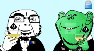 SoyBooru.com - 167084 - blue_background bowtie canada champagne clothes drink ear emerald_(namefag) glass ...lips lock meta_namefags nasolabial_folds smile stubble suit toast united_kingdom variant_chudjak variant_impish_soyak_ears.png