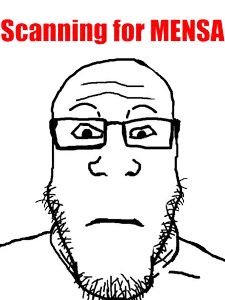 markiplier soyjak, neutralplier, animated, closed mouth, glasses, mensa, neutral, spinning, stubble, text
