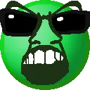 feraljak, glowie, nuurumoji, emoji, emoticon, glasses, glowie, glowing, green skin, open mouth