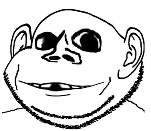 impish soyak ears, swedenborg, deformed, ear, glasses, smile, soyjak, stubble