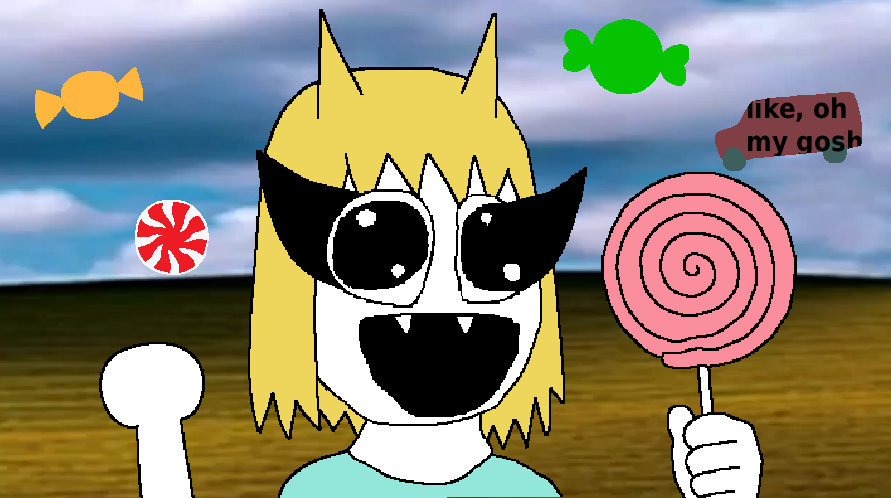 soytan, oh my god she is so attractive, blonde hair, candy, cat ears, clothed, ear, ears, eyelash, fangs