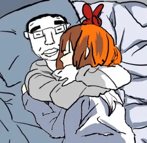 2939 - bed black_hair bow chud cuddling glasses joy mymy orange_hair pillow sleeping.png