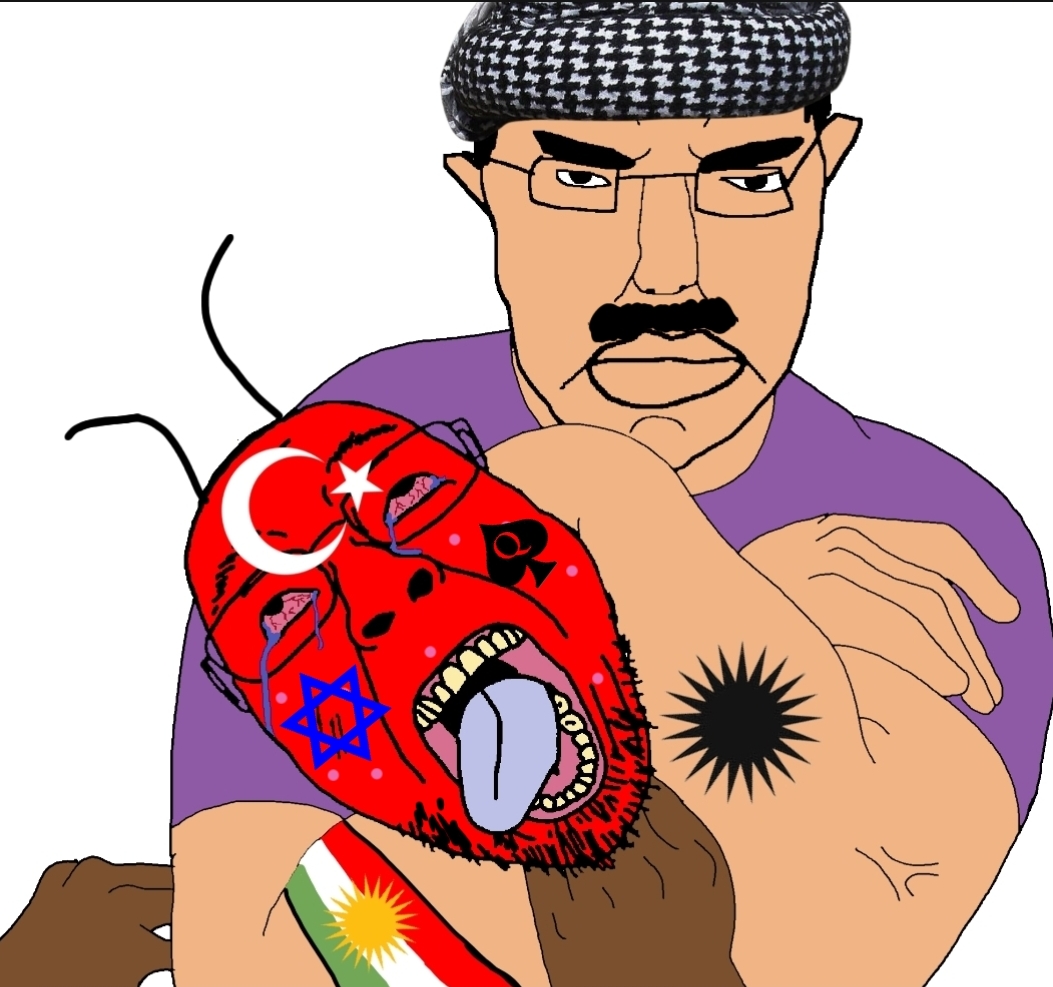 chudjak, soyak, ack, black skin, bloodshot eyes, blue tongue, hanging, jewish star, kurdish, kurdish sun