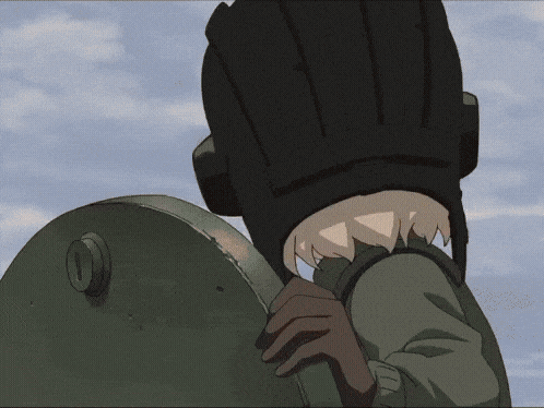 katyusha (girls und panzer), cobson, 1soyjak, animated, anime, anime girl, blonde hair, clothes, decomposing, explosion