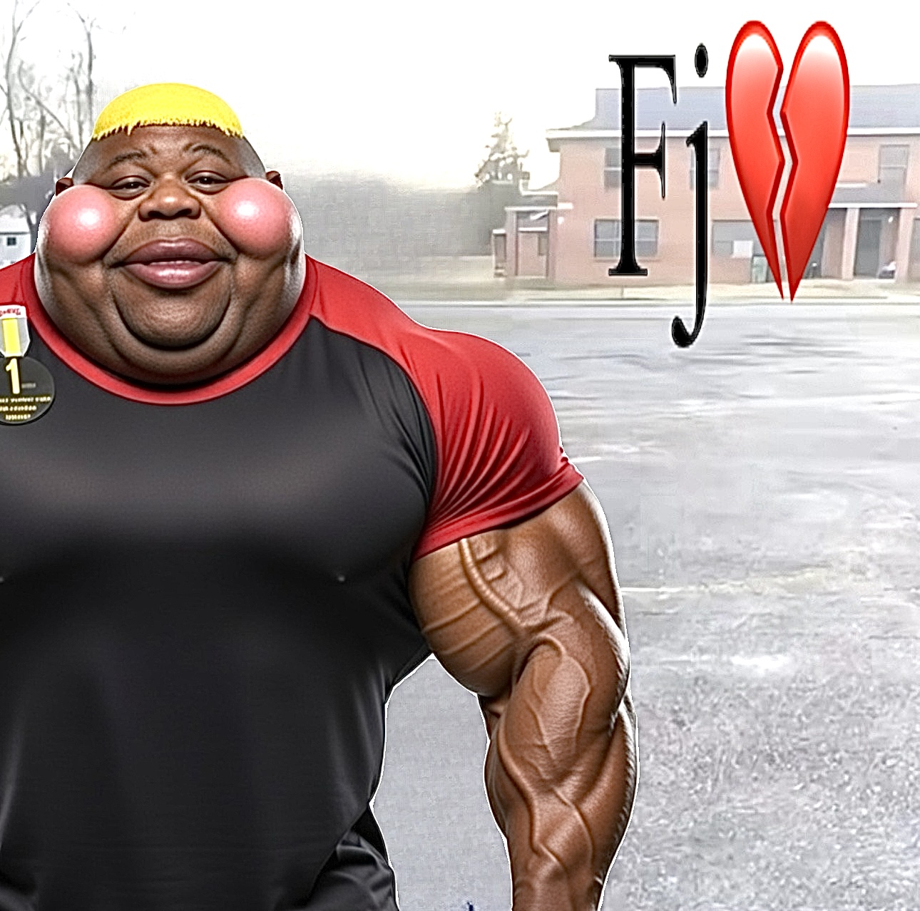 hunk, alicia, soyak, fat alicia, award, badge, black skin, blonde hair, buff, emoji