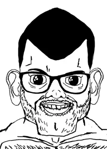 brandon, brandaryan, oh my god she is so attractive, beard, buff, closed mouth, ear, glasses, hair, smile