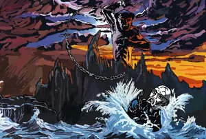 SoyBooru.com - 154645 - album_cover cloud concerned demon dio_(band) its_gemerald_rain landscape metal_(music) music open_mouth red_eyes shadow sharp_teeth sky subvariant_doctos sun sun.png