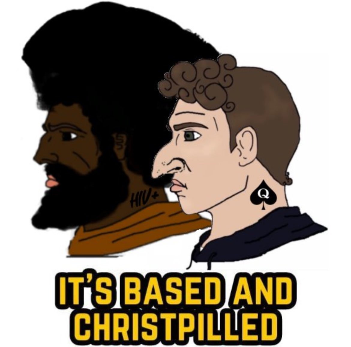 yes chad, genre defining, it's based and christpilled, afro, aids, beard, blacked, brown skin, curly hair, faggot