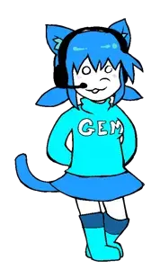 tama, animal, blue, blue hair, blush, blush lines, cat, cat ears, catgirl, closed mouth