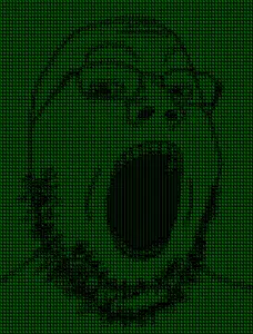 gapejak, ascii, glasses, green, matrix, open mouth, soyjak, stubble