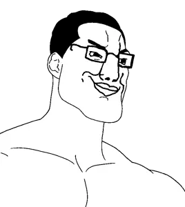 chudjak, aliased, buff, glasses, muscles, muscular male, smile, smirk, smug, transparent