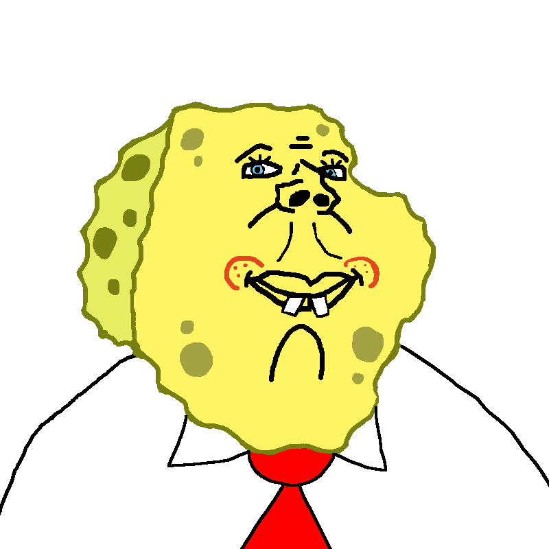 spongebob squarepants, impish soyak ears, kranos, blue eyes, buck teeth, cartoon, clothes, collared shirt, freckles, happy