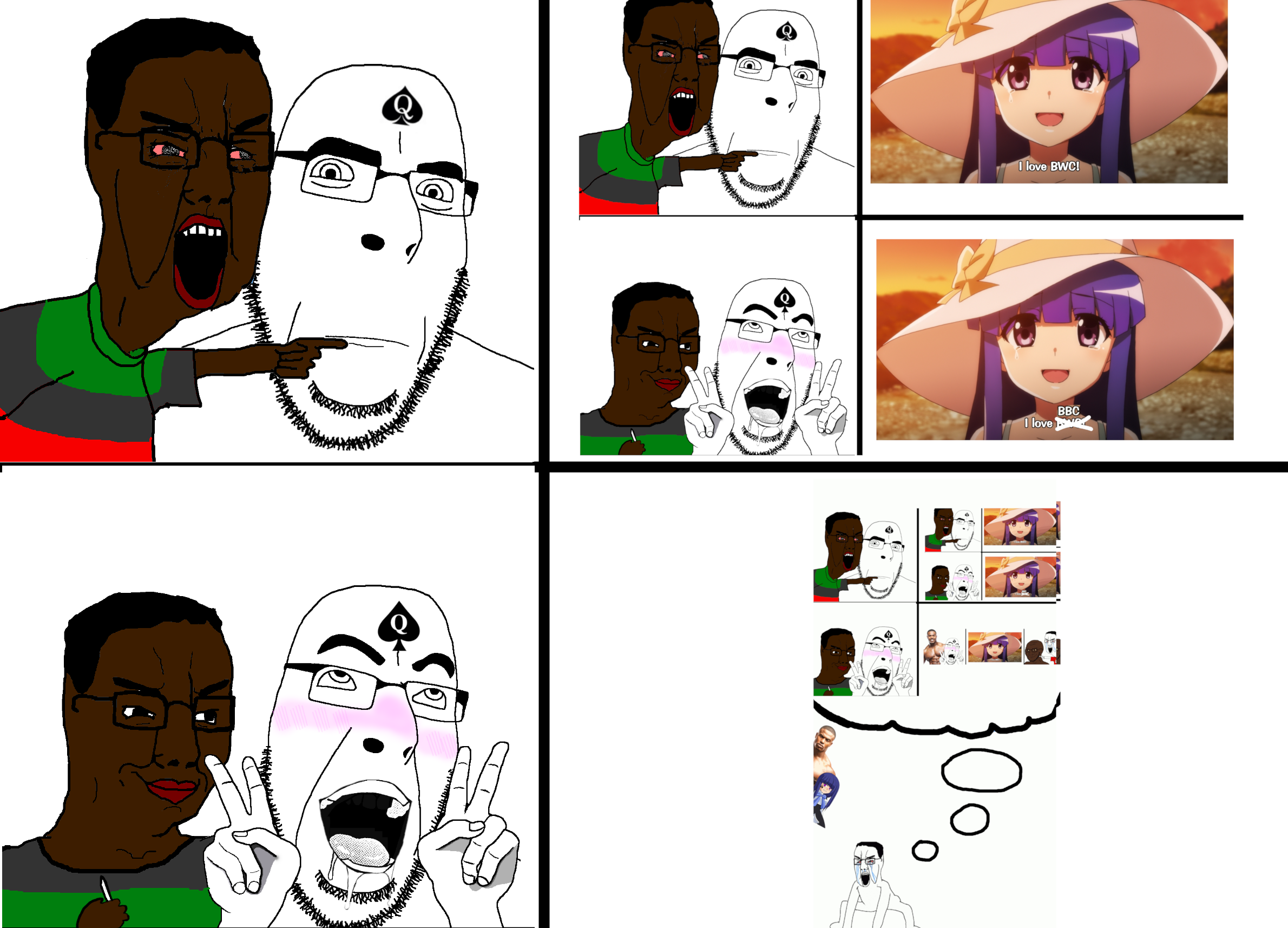 bernkastel, rika furude, chudjak, cobson, ahegao, angry, anime, black skin, bloodshot eyes, blush