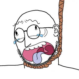 weirdpenis, hungpenis, ack, blue tongue, crossed eyes, ear, hanging, lynching, raised eyebrows, rope