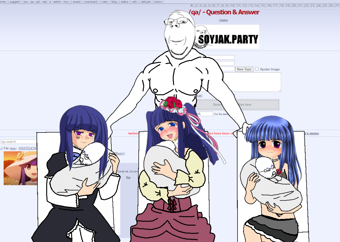 bernkastel, erika furudo, rika furude, gapejak, wholesome soyjak, anime, baby, blush, buff, bwc